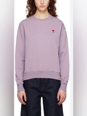 AMI Paris Ami de Cœur Purple Sweatshirt Small | French  Streetwear Logo Crewneck